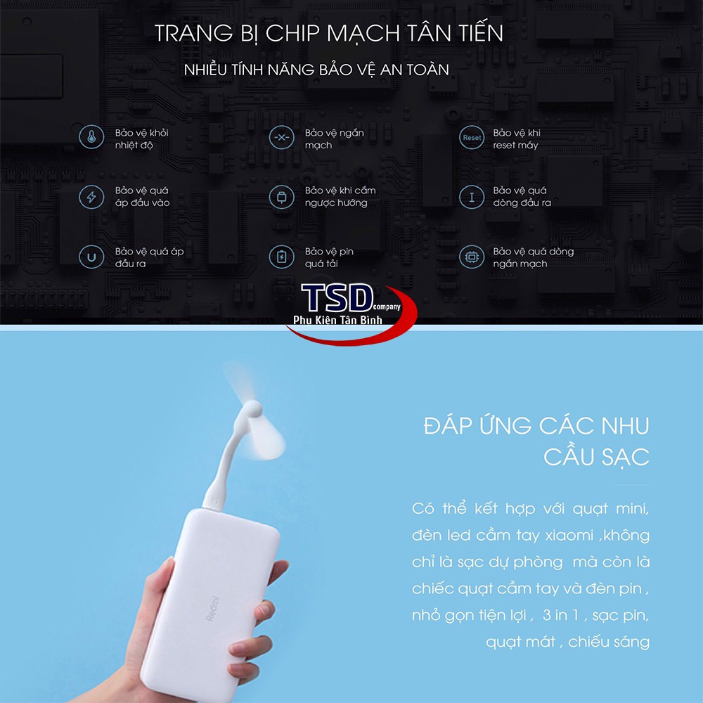 Pin Sạc Dự Phòng Xiaomi Redmi Power Bank 10000mAh PB100LZM Chính Hãng