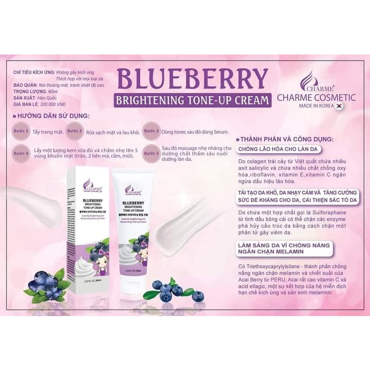 Kem Dưỡng Da Mặt Blueberry Brightening Tone Up Cream