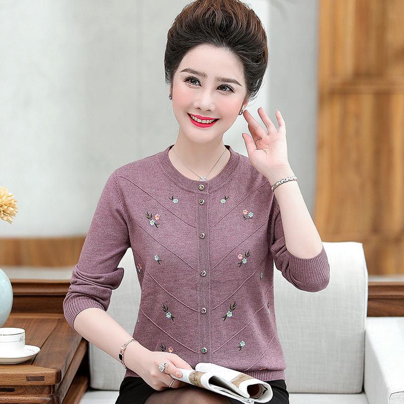 Áo Khoác cardigan Dệt Kim Mỏng Thời Trang Xuân Thu Cho Nữ Trung Niên 50-70 Tuổi