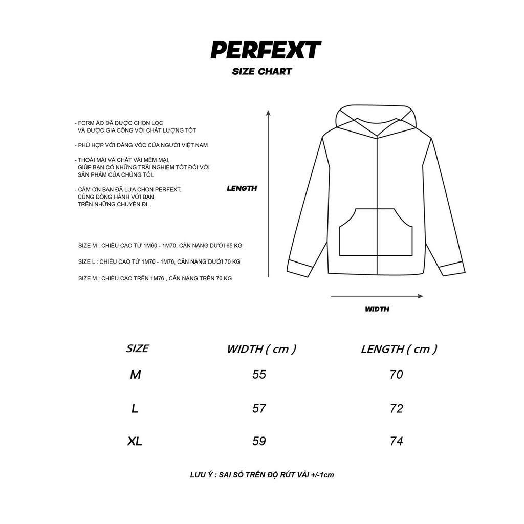 Áo khoác Perfext Hoodie Basic Fullzip 100% Cotton Nỉ Bông, Hoạ Tiết In Nhung Mềm