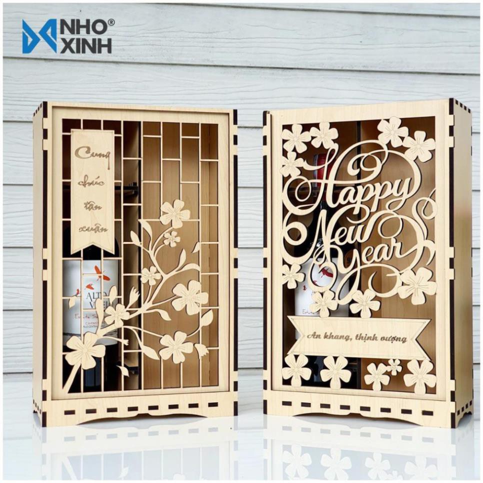 Hộp quà gỗ hộp quà tặng dịp lễ tết đẹp sang trọng thiết kế theo yêu cầu quà tặng ý nghĩa mẫu 01