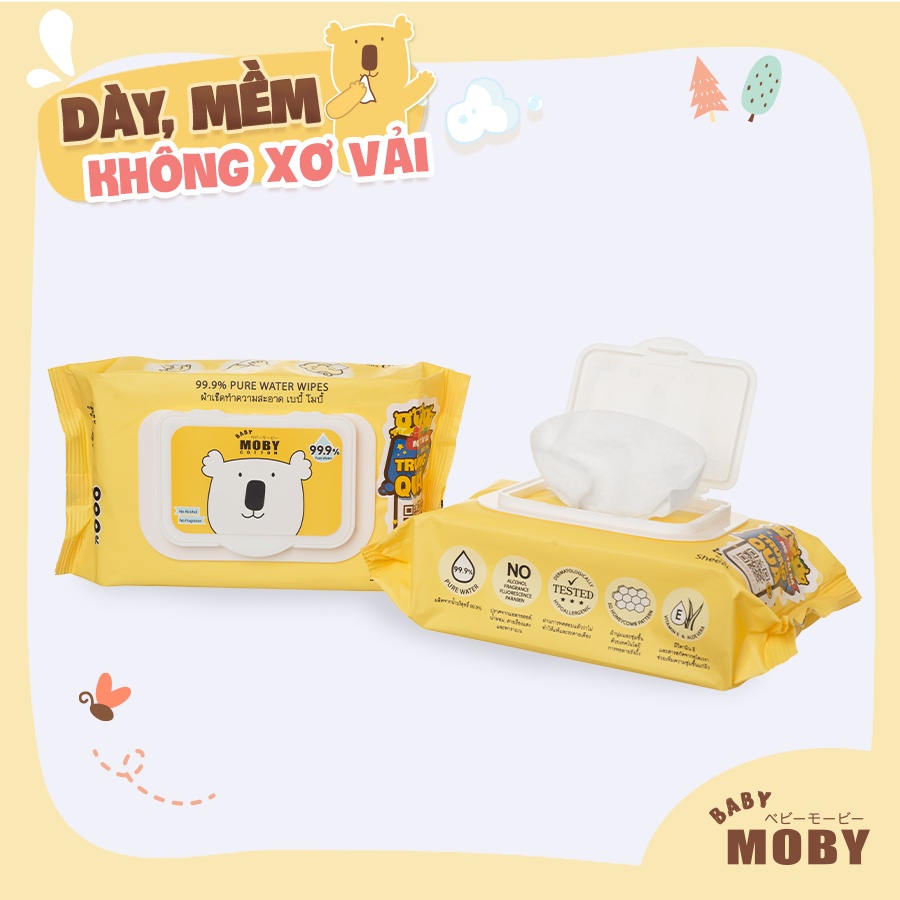 Khăn Ướt/Giấy Ướt Moby gói lớn  Khăn ướt tinh khiết 99%