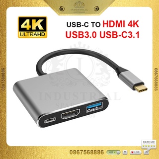 Cổng chuyển đổi hub usb type-c sanh hdmi 4k, usb 3.0, pd type-c