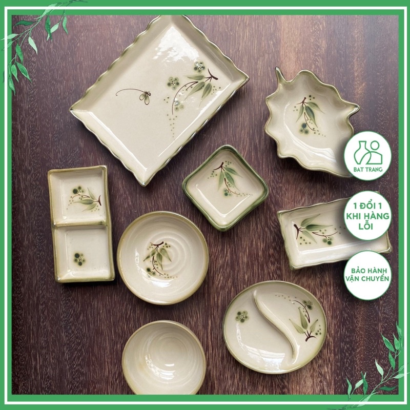 Đĩa Gia Vị Sứ Hoạ Tiết Đào Chuồn Bát Mắm Đĩa Chấm Chữ nhật Đĩa Lá Gốm Sứ Bát Tràng Cao Cấp