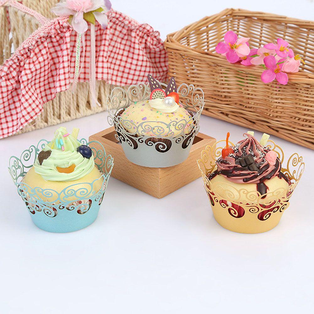 KUNHEV Set 12 Vỏ Bọc Bánh Cupcake Thiết Kế Xinh Xắn Tiện Dụng Ốp