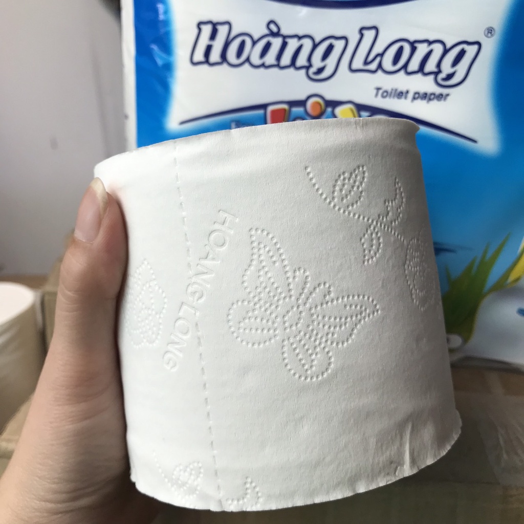 Lốc 6 cuộn giấy vệ sinh lụa Hoàng Long Kids 900g không lõi