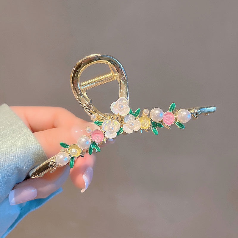 Kẹp Tóc Cỡ Lớn Bằng Kim Loại Hình Hoa Thời Trang Mùa Hè