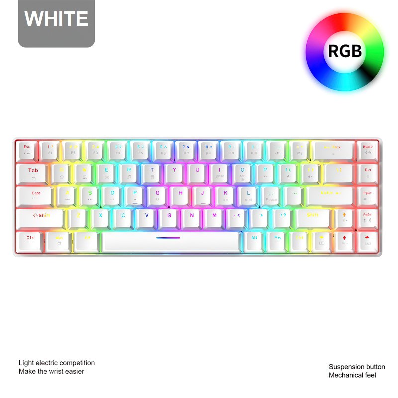 Bàn Phím Cơ Gaming Led RGB T8 White mini nhỏ gọn