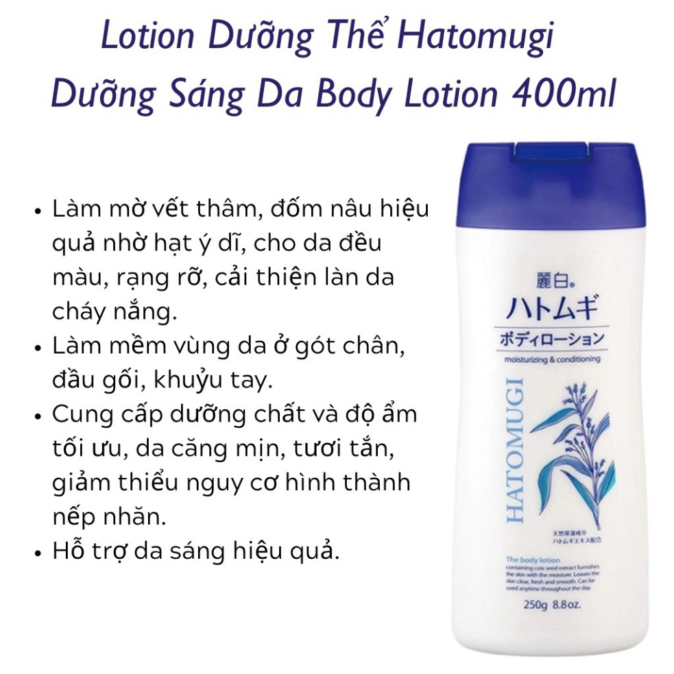 Sữa Dưỡng Thể HATOMUGI Hạt Ý Dĩ Dưỡng Ẩm Toàn Thân Làm Trắng Da The Body Lotion  Dưỡng Da Ban Đêm (250g) - Sữa dưỡng thể | TheFaceHolic.com