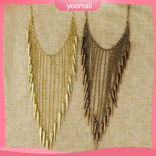 Vòng cổ Dài Đính Đinh Tán Tua Rua Phong Cách Punk Thời Trang Dành Cho Nữ