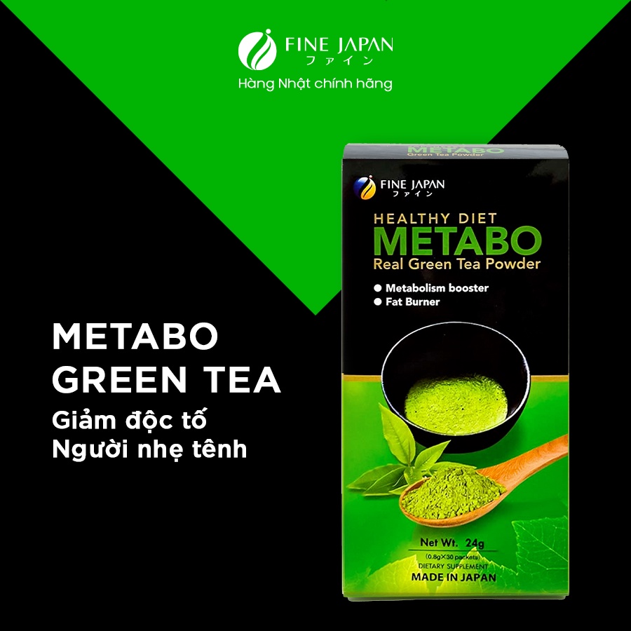 Bột Trà Xanh Hỗ Trợ Giảm Cân Nhật Bản - Fine Japan Metabo Green Tea Hộp 30 gói x 8g