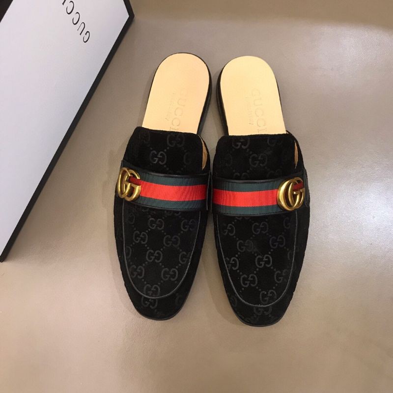 giày lười da nhung in họa tiết gắn logo GG Gucci GC cao cấp