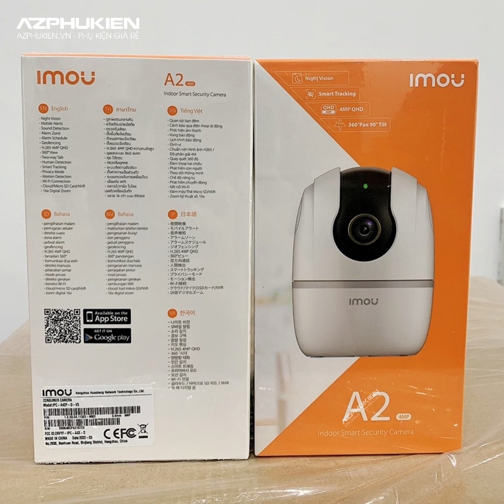 Camera wifi trong nhà 360 IMOU A2 A22EP 4MP 2K 2022, báo động, đàm thoại 2 chiều - Hàng chính hãng - Bảo hành 2 năm