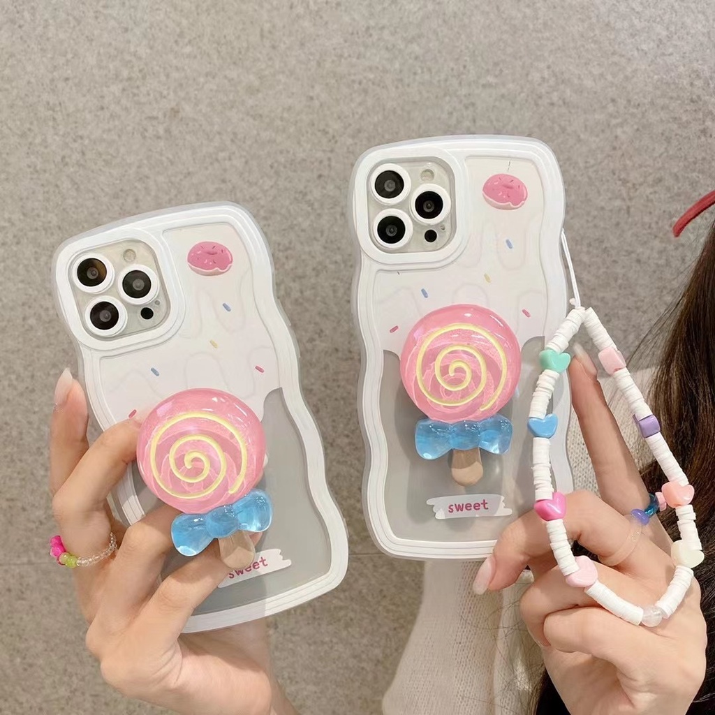 Ốp Điện Thoại Mềm Mịn Màu Kẹo Có Dây Đeo Tay Cho Iphone 13 pro max 12 pro max 11 pro max xs max xr x