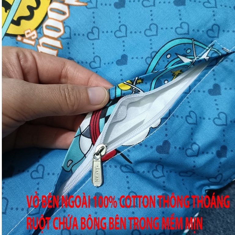 Gối trẻ em 100% cotton mềm mịn,thấm hút mồ hôi,gối cho bé mẫu giáo ruột bông