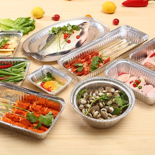 Set 10 HỘP NHÔM, KHAY GIẤY BẠC đựng thực phẩm có nắp đa dạng kích cỡ Dalaco.decor