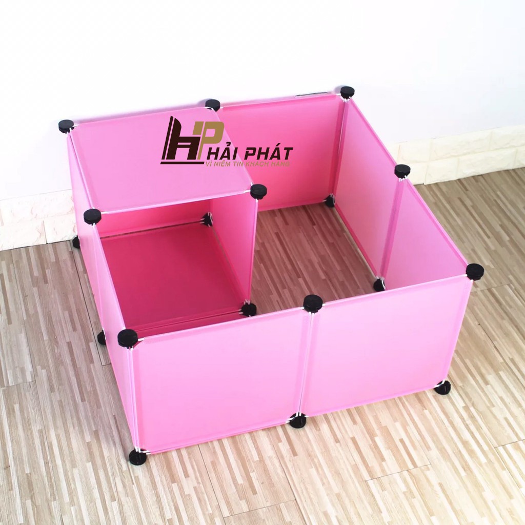 Chuồng chó mèo lắp ghép tiện lợi chắc chắn (11 tấm nhựa hồng