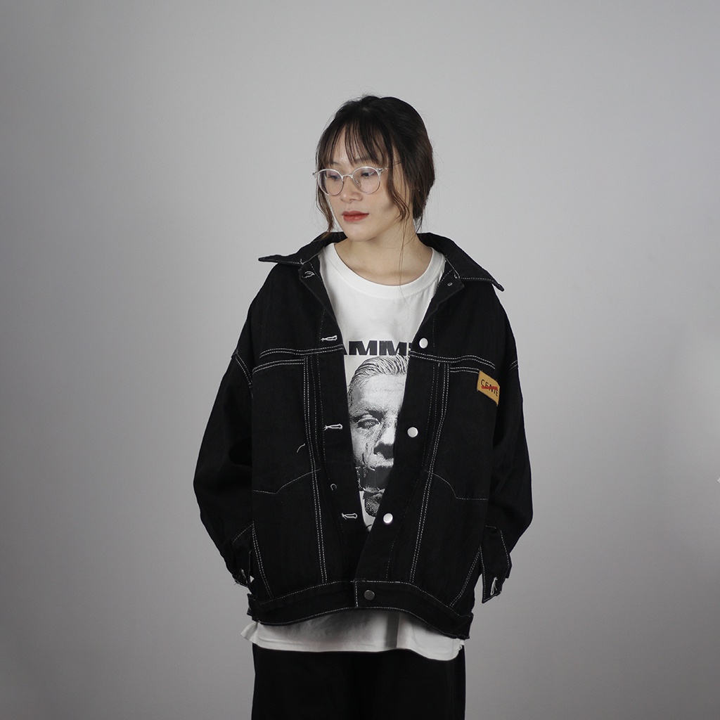 Áo khoác jean nam nữ form rộng áo khoác bò street style chống nắng basic unisex Hàn Quốc chất liệu jean cao cấp