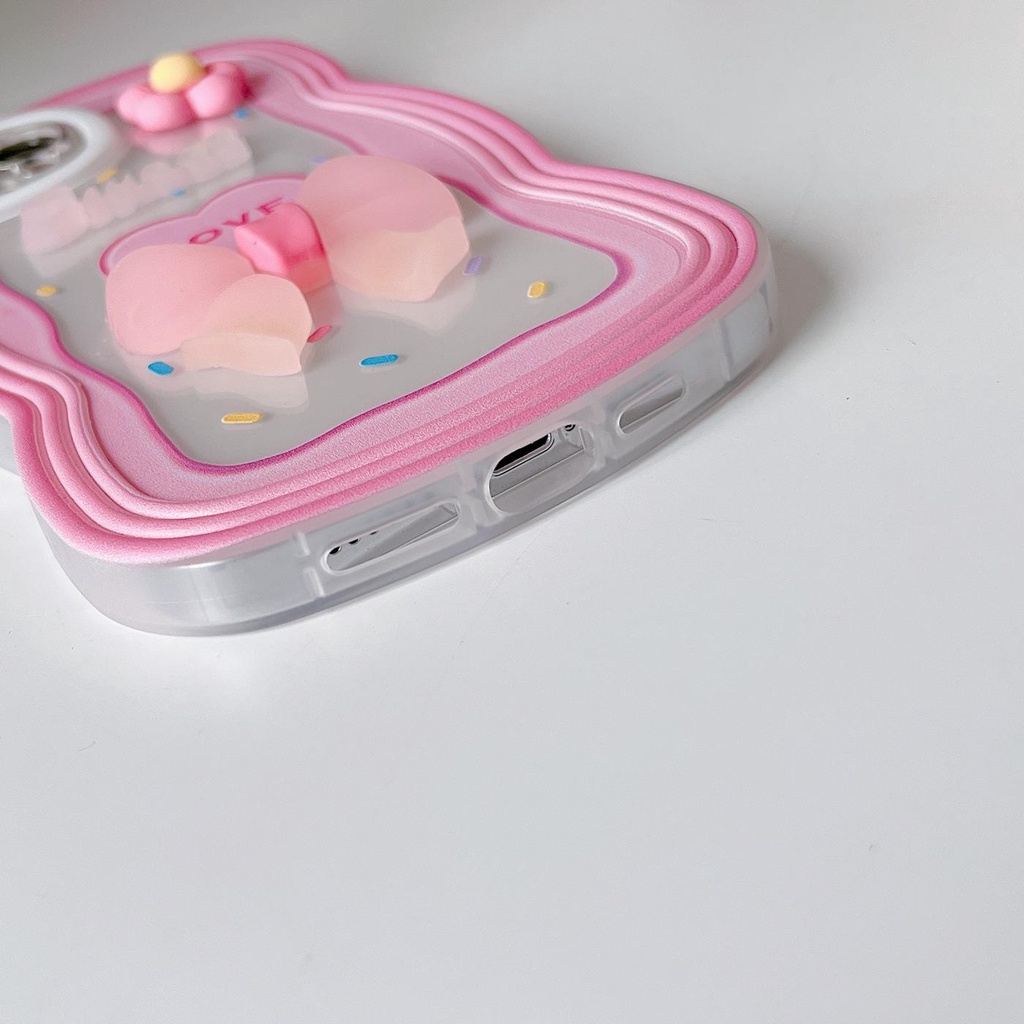 Ốp Điện Thoại Tpu Mềm Chống Sốc Chống Rơi Đính Nơ Màu Hồng 3D Cho iPhone 11 12 13 pro max xr x xsmax