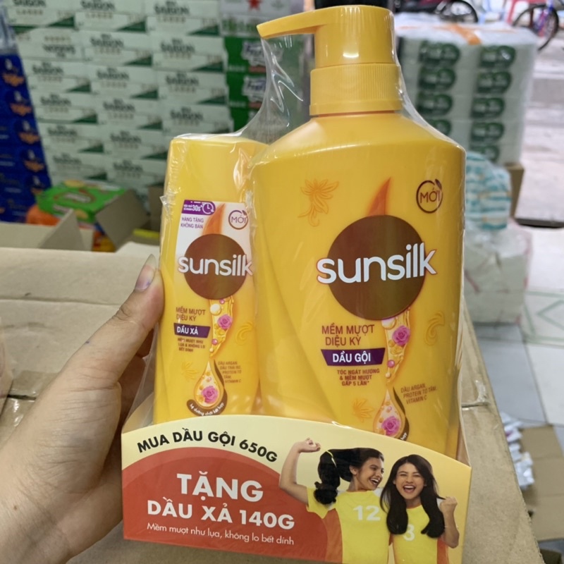 DẦU GỘI SUNSILK 650g tặng XẢ 140 chính hãng Unilever