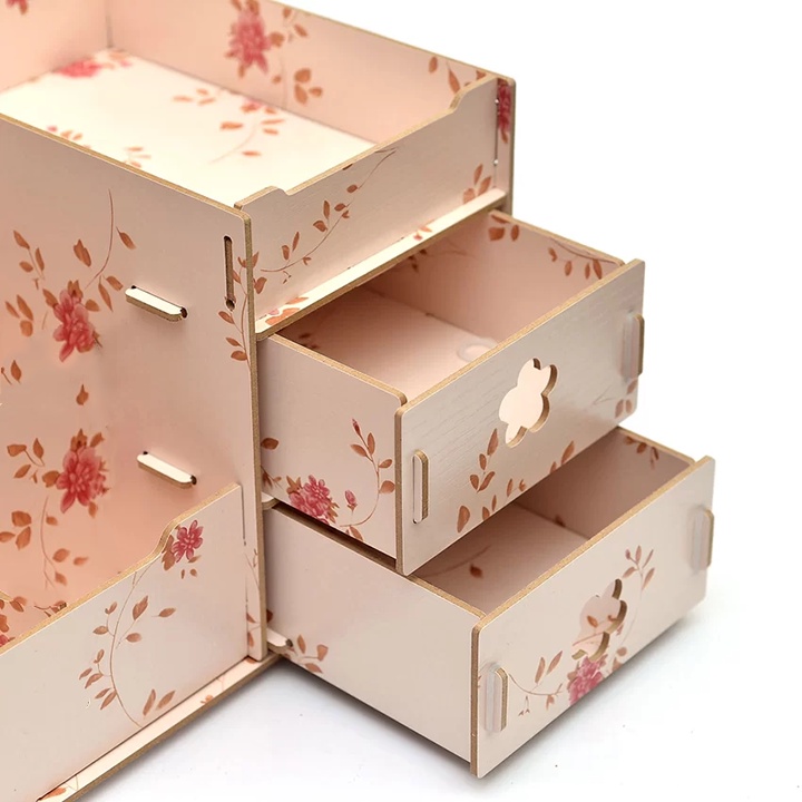 Tủ gỗ đựng mỹ phẩm 3 tầng cao cấp để bàn nhiều màu, dày dặn chắc chắn, tiện lợi để trang trí và sắp xếp đồ dùng gọn gàng