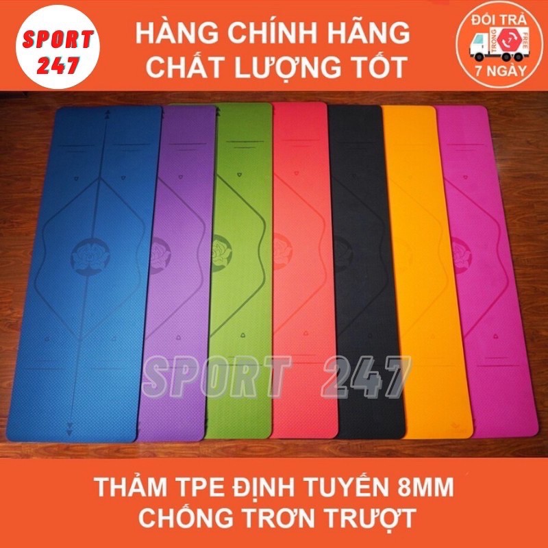 Thảm Tập Yoga định tuyến 2 Lớp TPE dày 8mm- Thảm tập gym Chống Trượt và không thấm mồ hôi