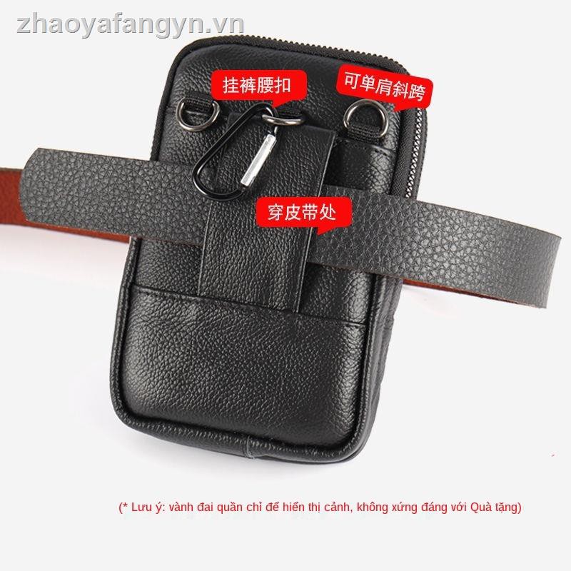 Túi đeo thắt lưng bằng da bò chống thấm nước đa năng dùng đựng điện thoại cho nam