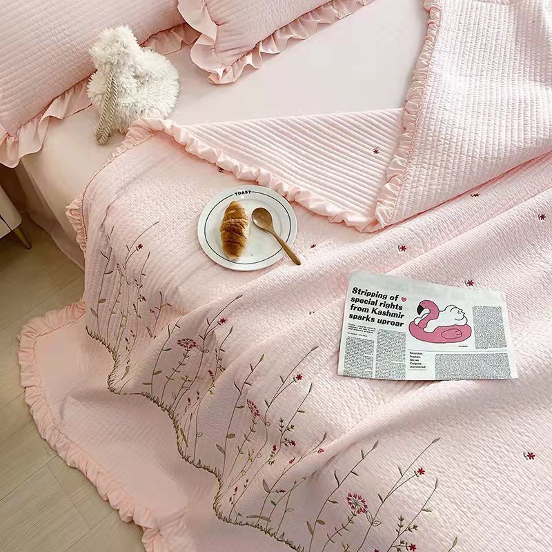 🍀 Bộ chăn ga gối vintage chất cotton solid 💕 set 4 món chăn chần hè - hàng nhập loại 1 - may ga theo yêu cầu