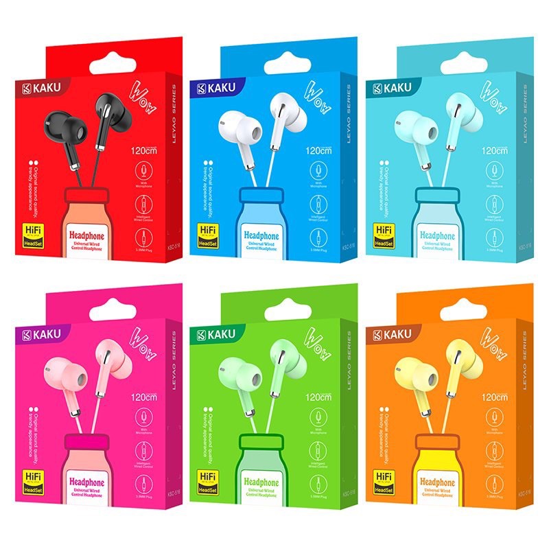 Tai nghe có dây nhét tai điều khiển 1 phím đơn giản nhiều màu sắc KSC 516 chính hãng KAKU