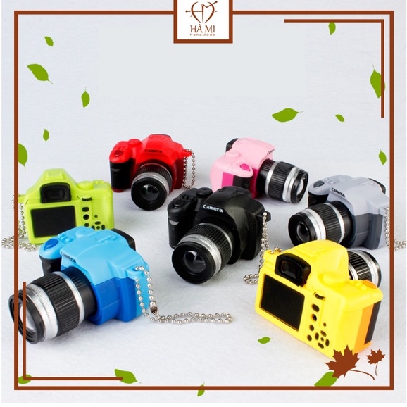 Móc treo, móc khóa hình máy ảnh canon mini có đèn phát sáng và tiếng chụp ảnh phong cách vintage Hà Mi Handmade