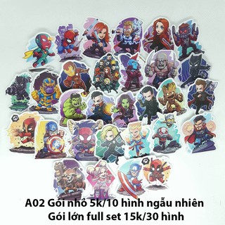 Sticker Marvel dán trang trí planer, scrapbook... size nhỏ 3-5cm