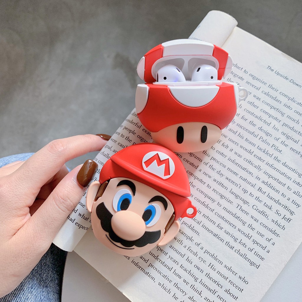 Vỏ Bảo Vệ Hộp Sạc Tai Nghe Airpods 1 / 2 Không Dây Hình Mario Dễ Thương