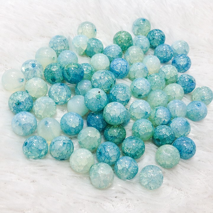 Hạt đá phong thủy có hoa văn làm vòng đeo tay cá tính size 1cm