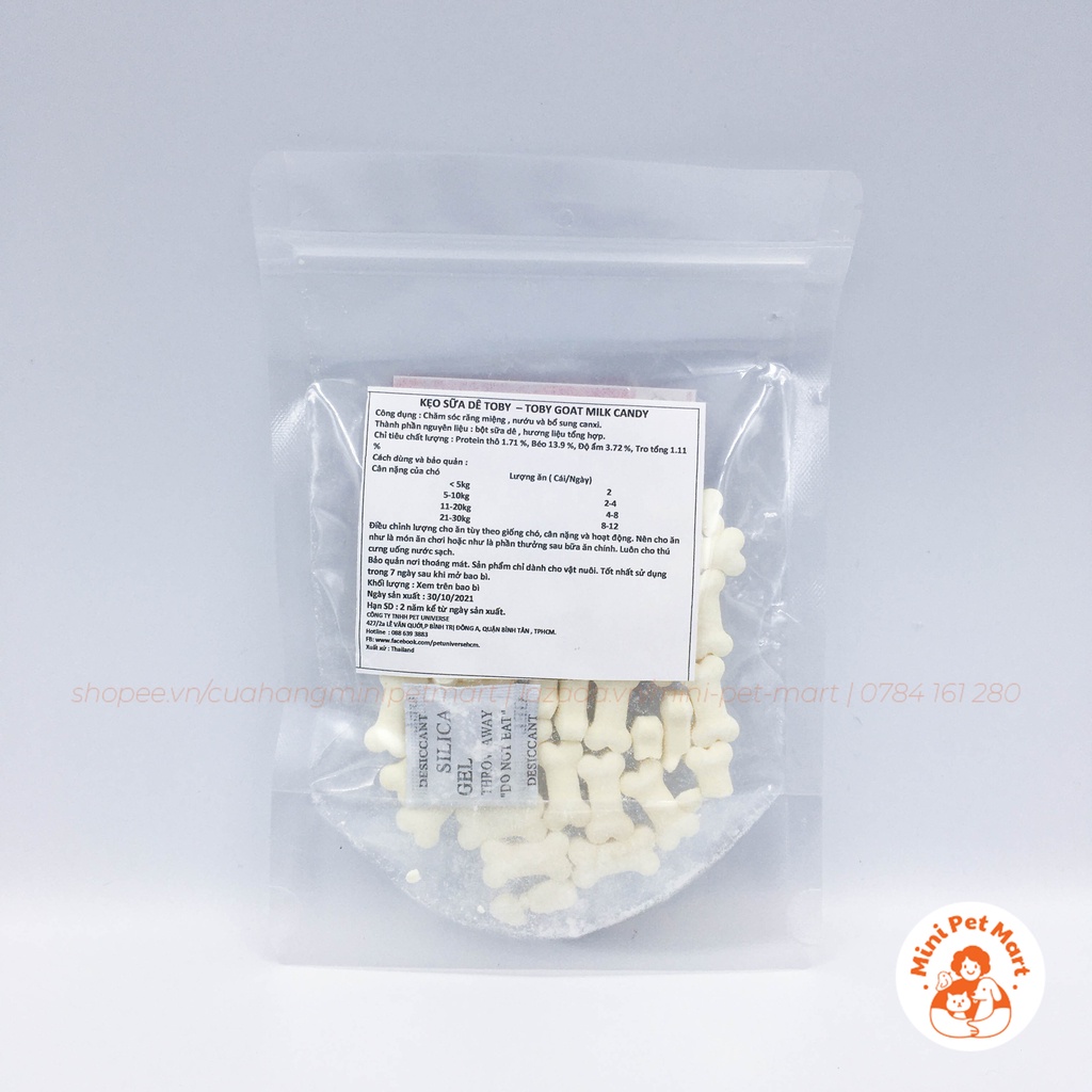 Kẹo sữa dê TOBY 80g - Bánh thưởng, thức ăn vặt cho chó