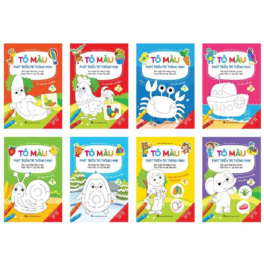 Sách - Bộ Tô Màu Phát Triển Trí Thông Minh Song Ngữ Anh Việt Cho Bé Từ 2 - 6 Tuổi