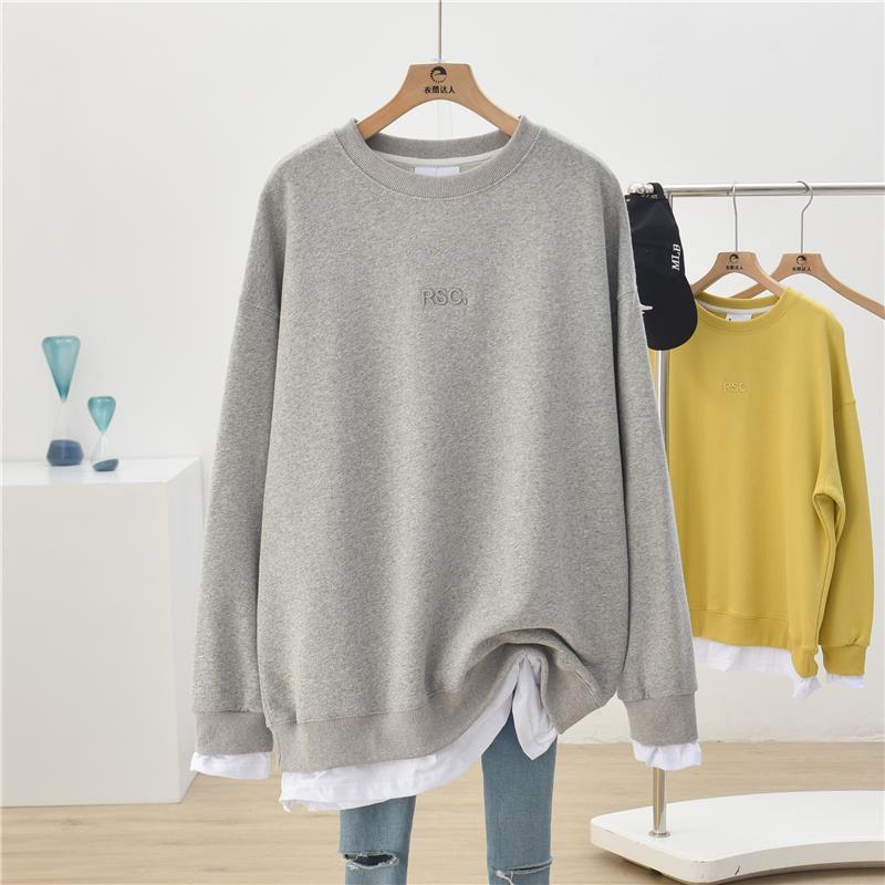 Áo Sweater Dáng Rộng Dài Giả Giả Nhiều Lớp Thiết Kế Đơn Giản Cho Nữ