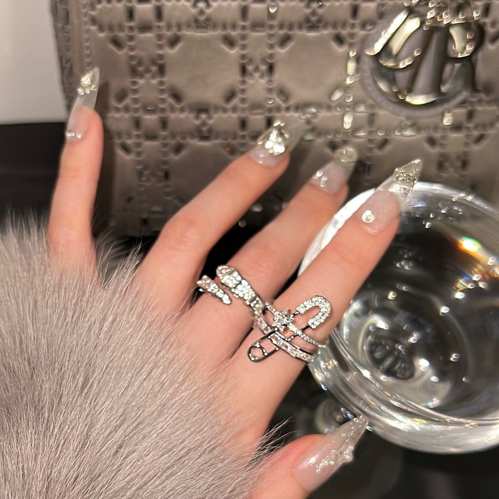 Nhẫn Hở Đính Kim Cương Phong Cách Hàn Quốc Chất Lượng Cao Cá Tính Dễ Phối Đồ Cho Nữ