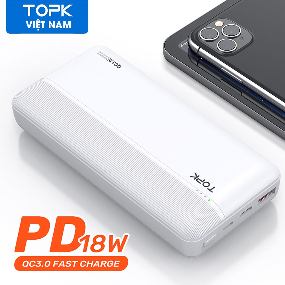 Sạc dự phòng TOPK I2015P 18W 20000mAh cho HUAWEI Samsung Xiaomi OPPO Vivo Realme