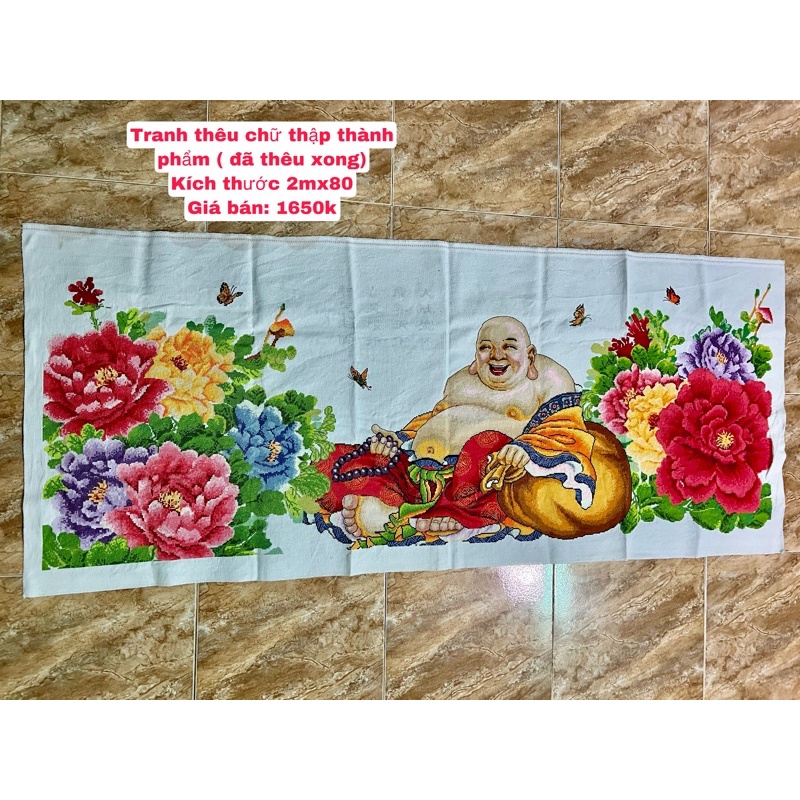 tranh phật di lạc ( tranh thêu chữ thập) tranh thành phẩm