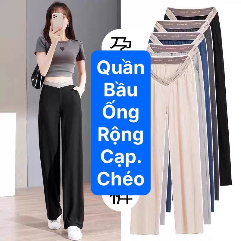 quần bầu ống rộng dáng dài mềm mát đẹp cạp chéo hàng quảng châu