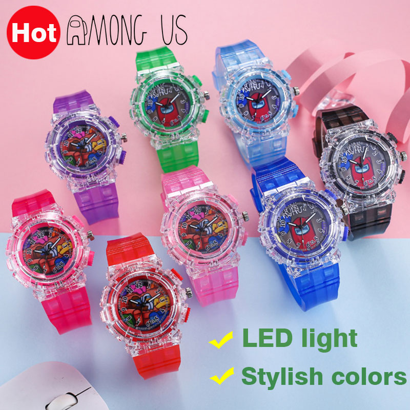 Đồng Hồ Đeo Tay Dây Da Có Đèn LED Thời Trang Cho Bé
