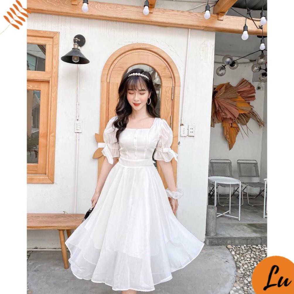 Váy Nữ Đẹp 💖FREESHIP💖 Đầm trắng dự tiệc tay nơ xinh xắn [Mẫu Mới 2021] | BigBuy360 - bigbuy360.vn
