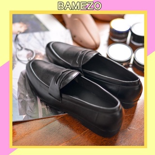 Giày lười da nam Bamezo giày công sở đen trơn lịch lãm thời trang cao cấp GL33