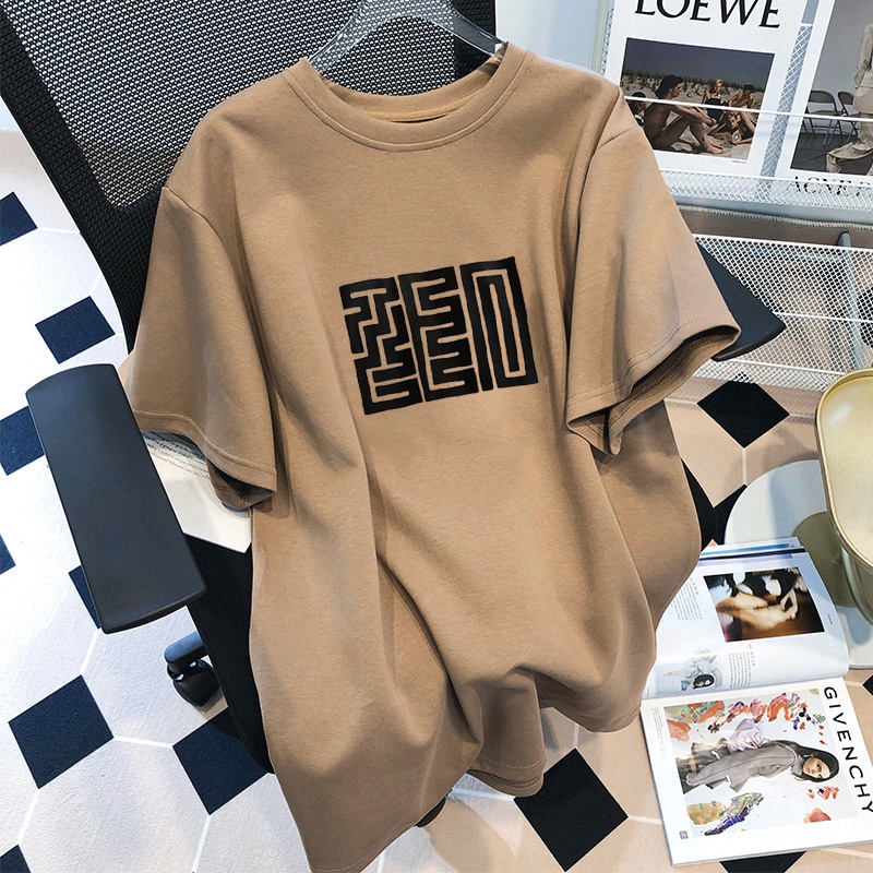 NRVP Áo thun tay ngắn cổ tròn bằng vải cotton 100% thời trang mùa hè dành cho nữ phong cách Hàn Quốc