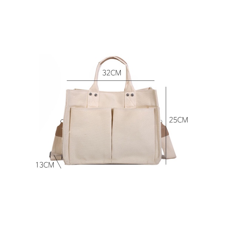 Túi Xách canvas Nhiều Ngăn Sức Chứa Lớn Mẫu Mới 2022 Phong Cách Hàn Quốc Cho Nữ