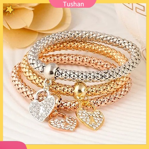 Bộ 3 vòng đeo tay co dãn gắn đá thời trang cho nữ
