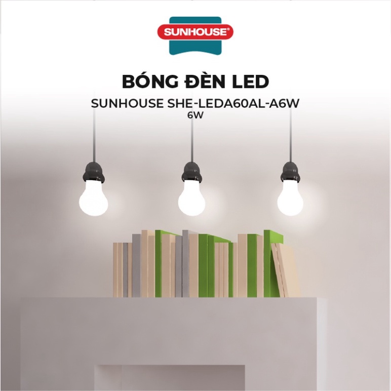 Bóng đèn LED Sunhouse SHE-LEDA60AL-A6W, đui E27, thân nhôm, tiết kiệm 85% điện năng