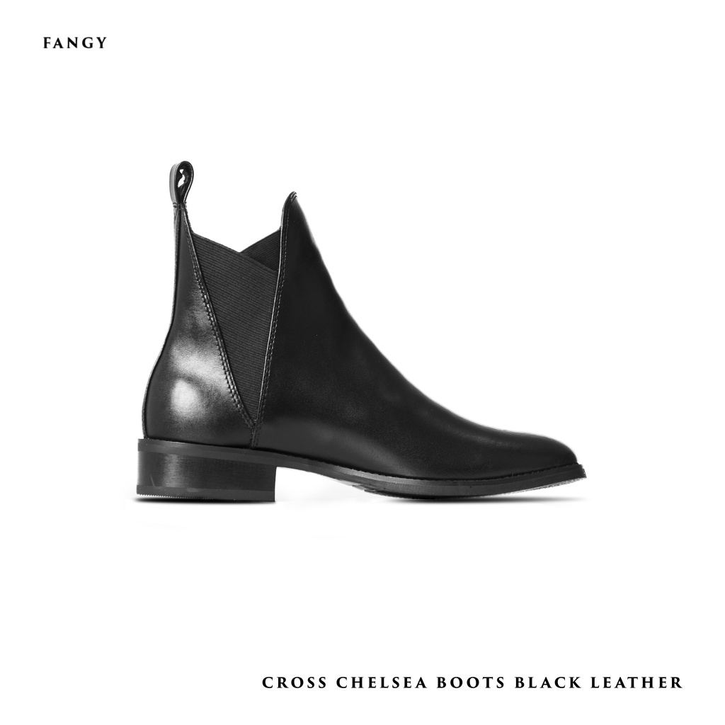 Giày boot FANGY Cross Chelsea Boots Đen Bóng | BigBuy360 - bigbuy360.vn