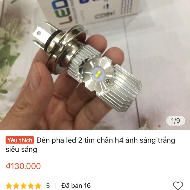 Đèn pha led 2 tim chân h4 ánh sáng trắng siêu sáng