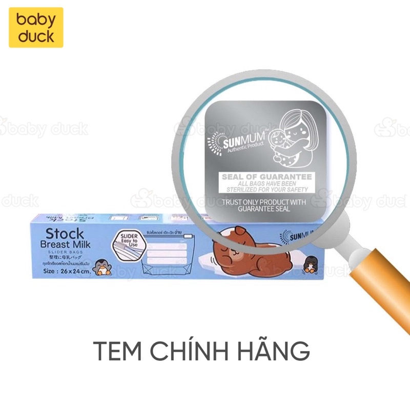 Túi zip bảo quản Sunmum Thái Lan (hộp 10 túi), túi bảo quản sữa mẹ